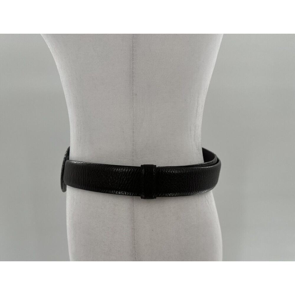 Chico's Belt Adjustable Brown Leather Hook Silver Gold Tone Big Buckle Statement - Picture 2 of 13